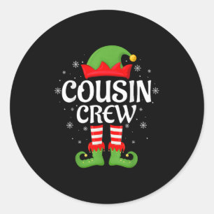 Cousin Crew Elf Xmas Matching Family Elf Squad Chr Classic Round Sticker