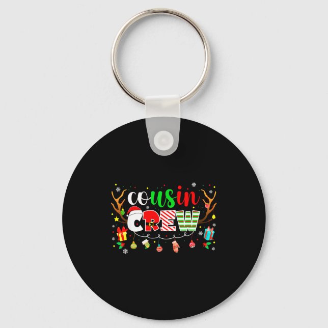 Cousin Crew Family Christmas 2025 Matching Xmas Sq Key Ring (Front)