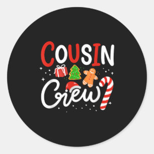 Cousin Crew Family Christmas Pajamas  Classic Round Sticker