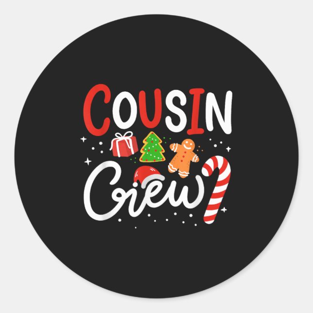 Cousin Crew Family Christmas Pyjamas  Classic Round Sticker (Front)