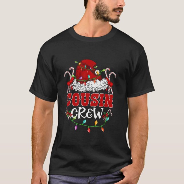 Cousin Crew Family Group Matching Christmas Lights T-Shirt (Front)
