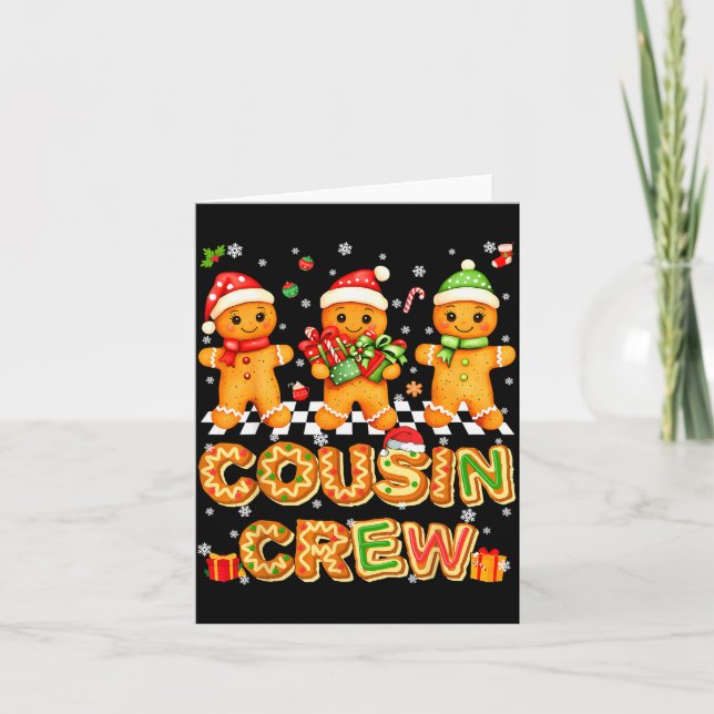 Cousin Crew Gingerbread Pjs Pajamas Christmas Xmas Card (Front)