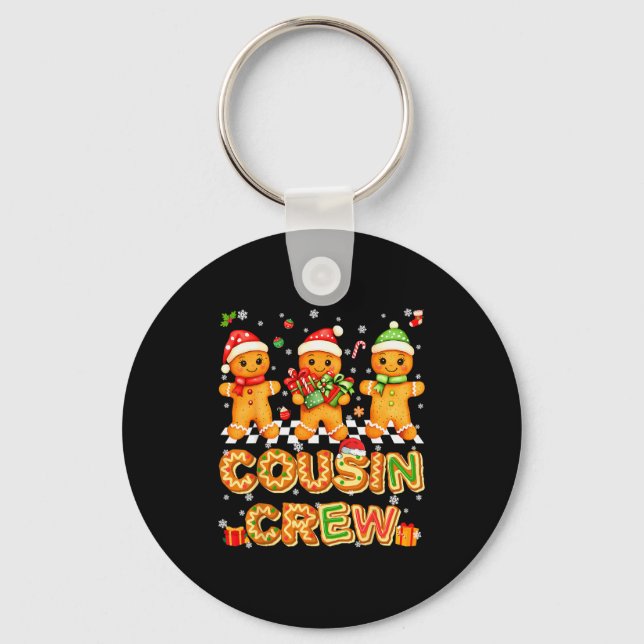 Cousin Crew Gingerbread Pjs Pajamas Christmas Xmas Key Ring (Front)