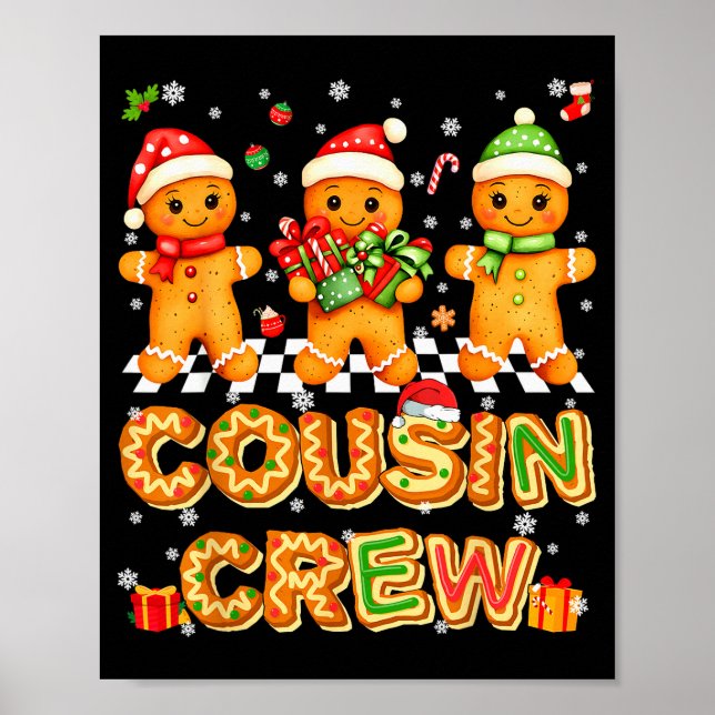 Cousin Crew Gingerbread Pjs Pajamas Christmas Xmas Poster (Front)