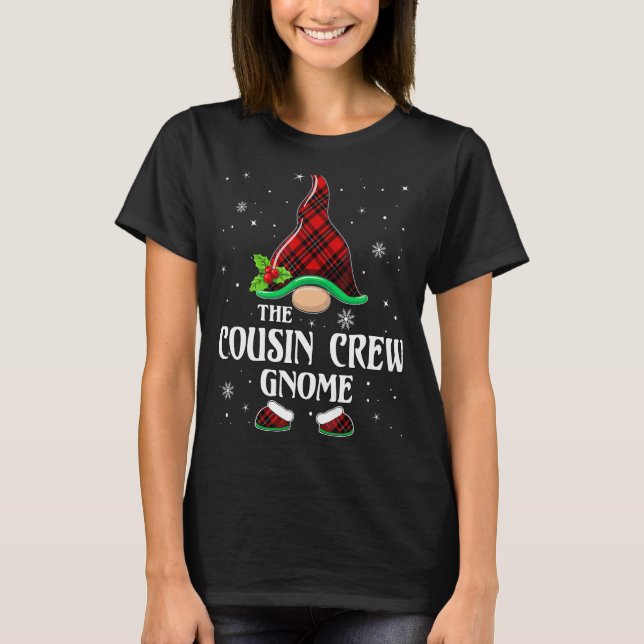Cousin Crew Gnome Red Plaid Matching Family Christ T-Shirt (Front)