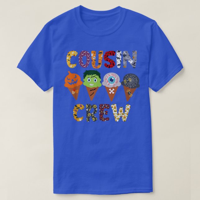 Cousin Crew Halloween Horror Ice Cream Pumpkin Fac T-Shirt (Design Front)