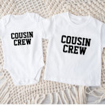 Cousin Crew Kids Baby Bodysuit<br><div class="desc">Custom printed apparel personalised with "Cousin Crew" graphic or other custom text. Use the design tools to edit the text fonts and colours or add your own photos to create a one of a kind custom t-shirt design. Select from a wide variety of t-shirts, tank tops and sweatshirts for men,...</div>