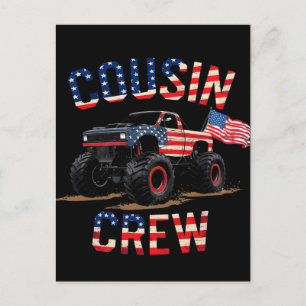 Cousin Crew Patriotic Monster Truck Fourth July Sh Holiday Postcard
