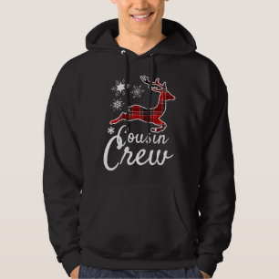 Cousin Crew Plaid Reindeer Christmas Red Black Paj Hoodie