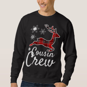 Cousin Crew Plaid Reindeer Christmas Red Black Paj Sweatshirt