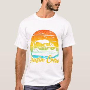 Cousin Crew Pontoon Boat Summer Retro Sunset Lake  T-Shirt