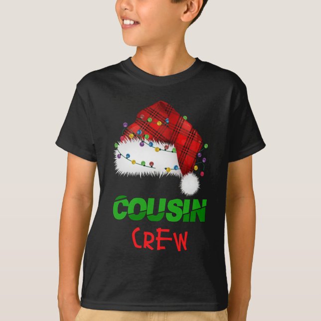 Cousin Crew Red Plaid Family Christmas Pajamas T-Shirt (Front)