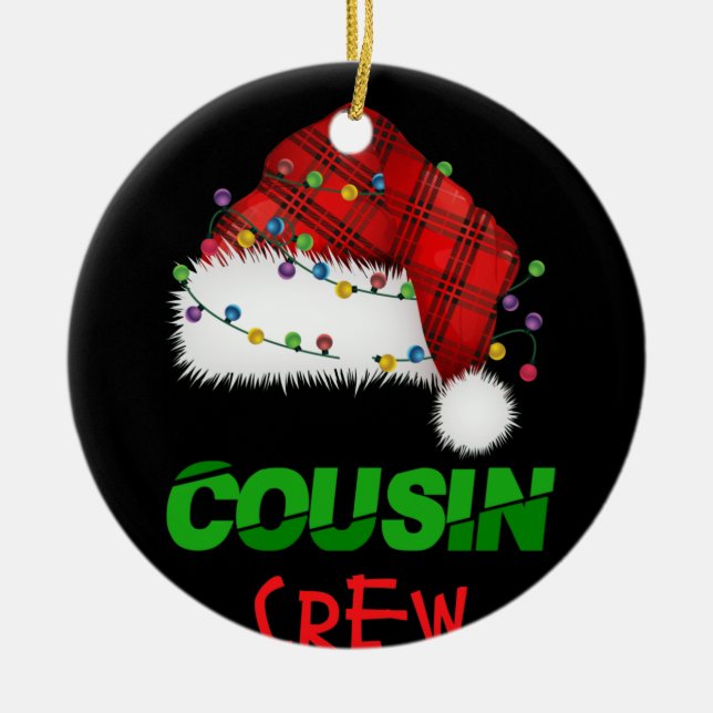 Cousin Crew Red Plaid Family Christmas Pyjamas Ceramic Tree Decoration (Front)