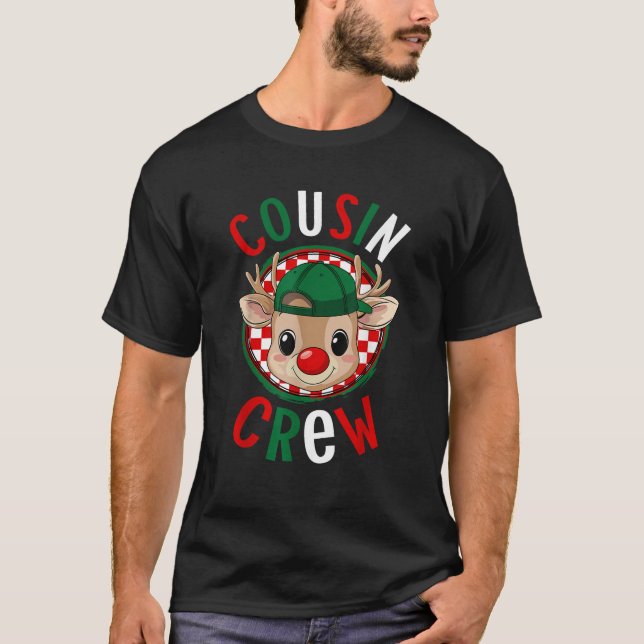 Cousin Crew Reindeer Christmas Pyjamas Men Boys  T-Shirt (Front)