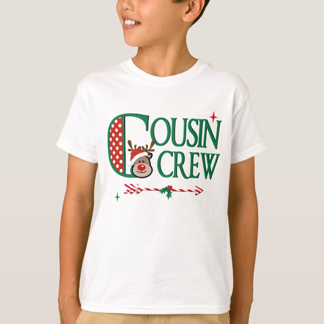 Cousin Crew Reindeer Shirt Kids Cousin Christmas (Front)