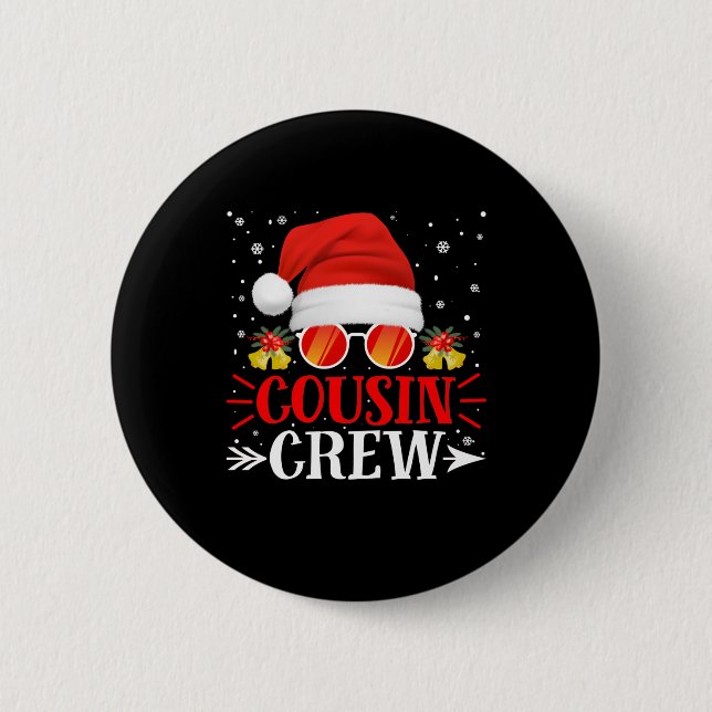 Cousin Crew Santa Christmas Family Matching Pajama 6 Cm Round Badge (Front)