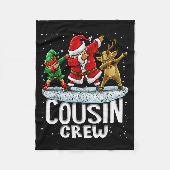 Cousin Crew Santa Elf Dabbing Matching Family Chri Fleece Blanket (Front)