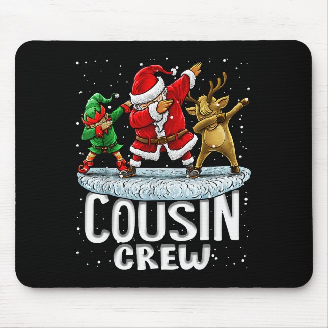 Cousin Crew Santa Elf Dabbing Matching Family Chri Mouse Mat (Front)
