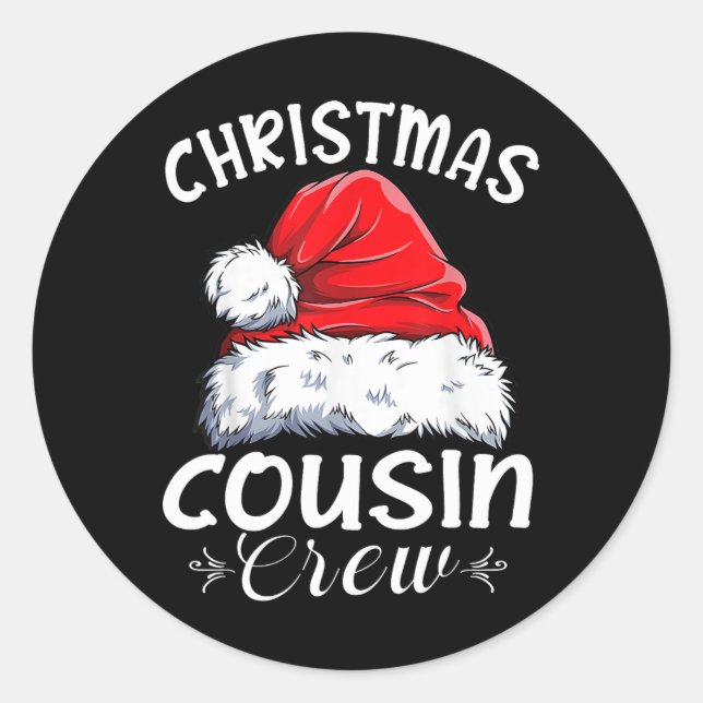 Cousin Crew Santa Family Matching Christmas Pajama Classic Round Sticker (Front)