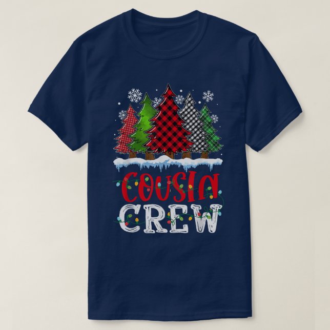 Cousin Crew Santa Family Matching Family Xmas Tree T-Shirt (Design Front)