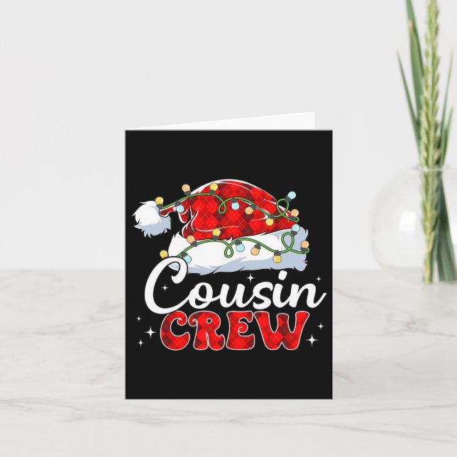 Cousin Crew Santa Hat Xmas Lights Merry Christmas  Card (Front)