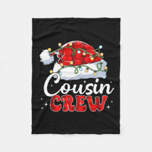 Cousin Crew Santa Hat Xmas Lights Merry Christmas Fleece Blanket