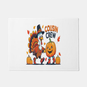 Cousin Crew Thanksgiving Pumpkin Doormat