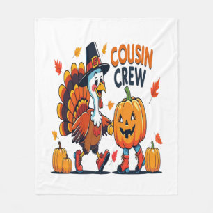 Cousin Crew Thanksgiving Pumpkin Fleece Blanket