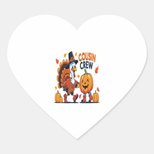 Cousin Crew Thanksgiving Pumpkin Heart Sticker