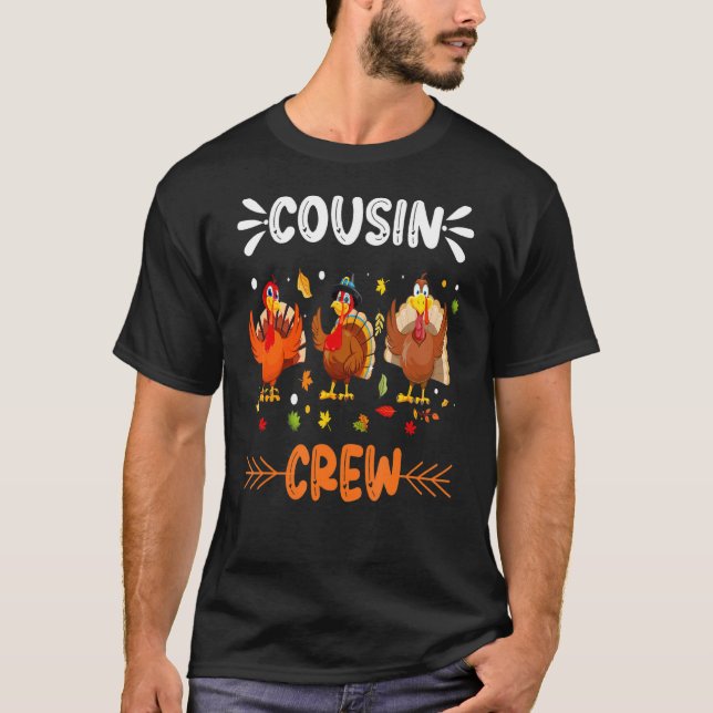 Cousin Crew Turkey Family Thanksgiving Pyjamas Mat T-Shirt (Front)