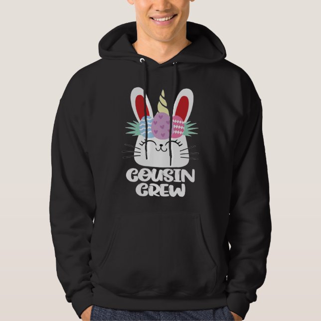 Cousin Crew Unicorn Bunny Easter Egg Hunt Costume  Hoodie (Front)