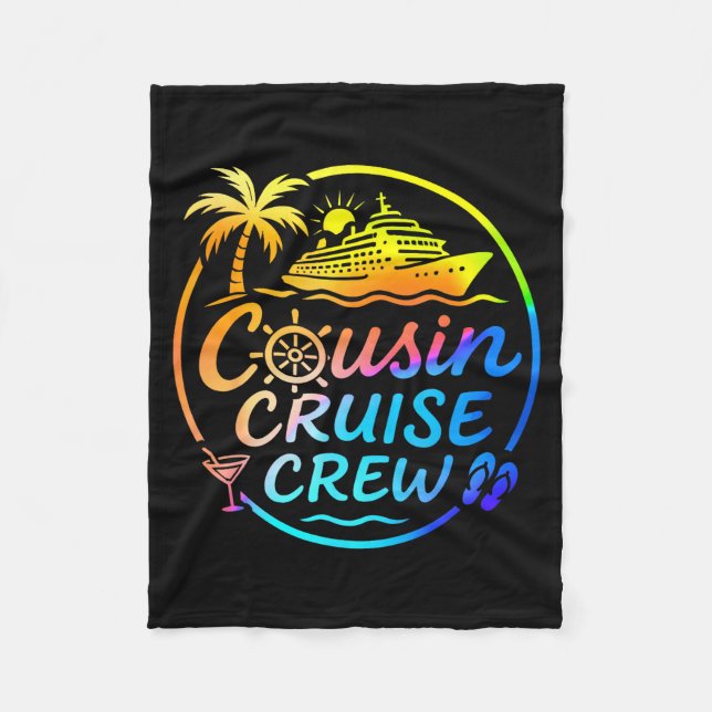 Cousin Cruise Crew Trocal Summer Vacation Matching Fleece Blanket (Front)