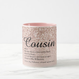 Cousin Definition Girly Rose Gold Glitter Mug