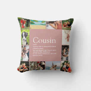 Cousin Definition Photo Collage Dusty Rose Pink Cushion