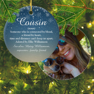 Cousin Definition Script Photo Christmas Ceramic Tree Decoration