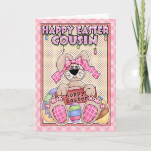 Cousin Easter Card - Easter Bunny & Easter Eggs