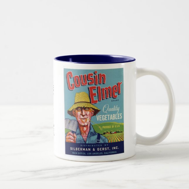 Cousin Elmer Vegetables Two-Tone Coffee Mug (Right)