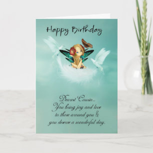 Cousin Fairy Birthday Card With Doves