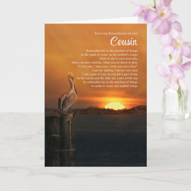 Cousin Family Custom Memorial Sympathy Ocean Card (Orchid)