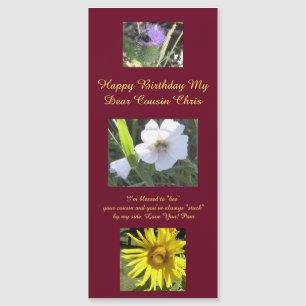 Cousin Flowers Bees Magnet Birthday Card
