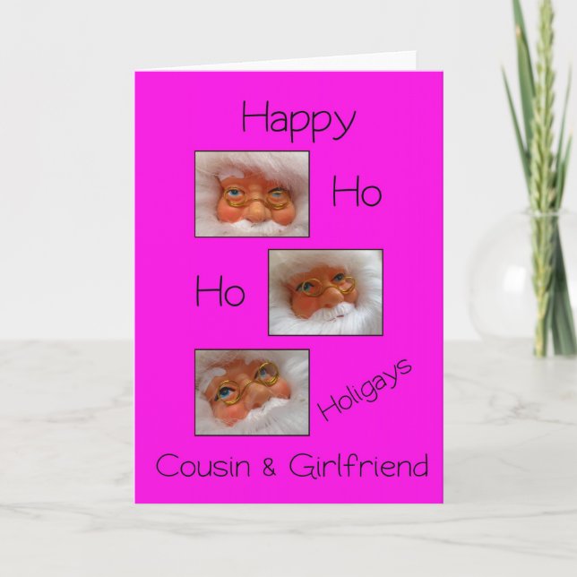 cousin & girlfriend happy ho ho holigays gay x-mas holiday card (Front)