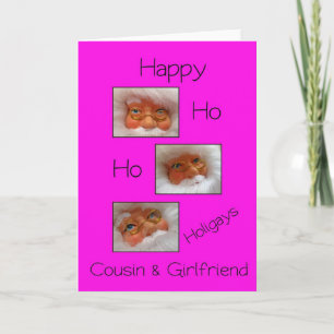 cousin & girlfriend happy ho ho holigays gay x-mas holiday card