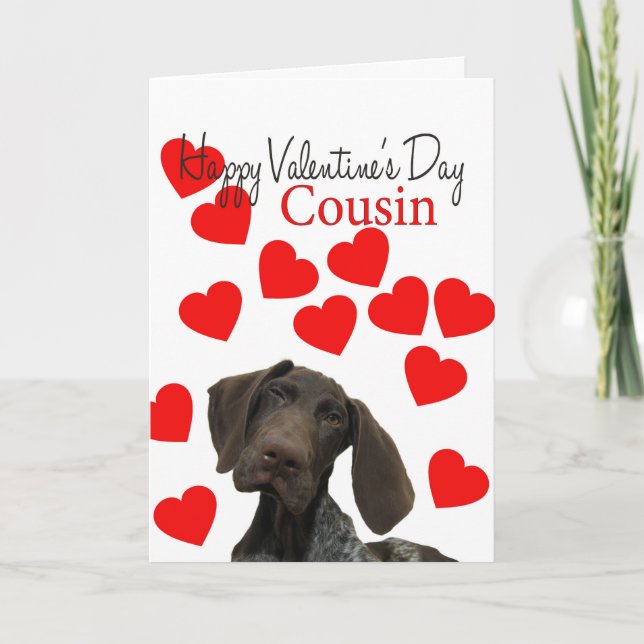 Cousin Glossy Grizzly Valentine Puppy Love Holiday Card (Front)
