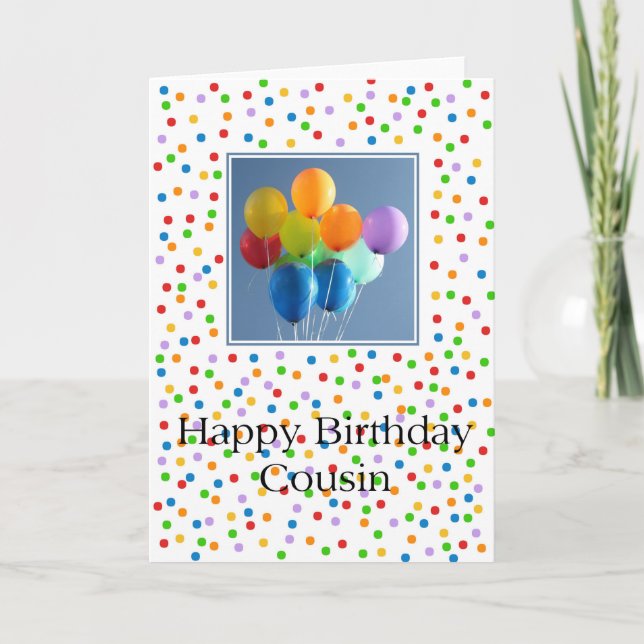 Cousin happy balloon birthday card (Front)