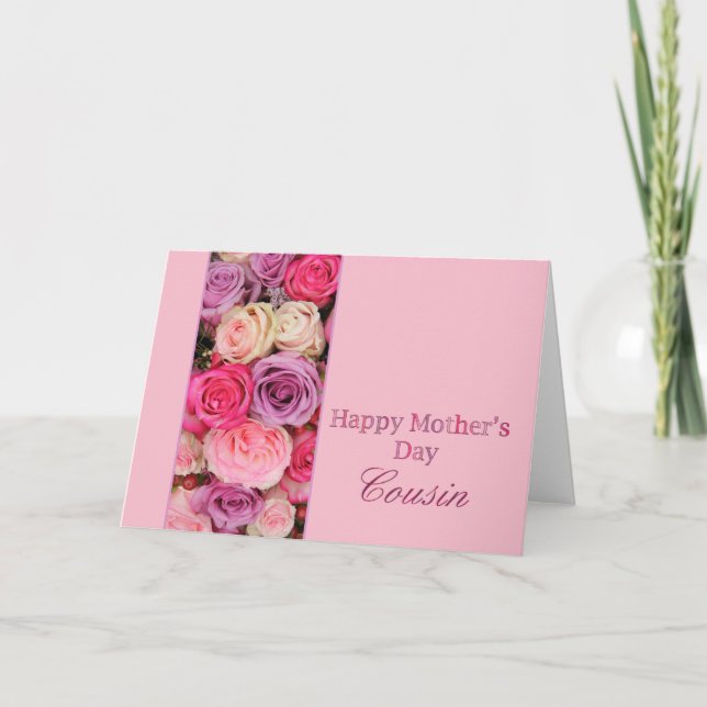 Cousin Happy Mother's Day rose card (Front)