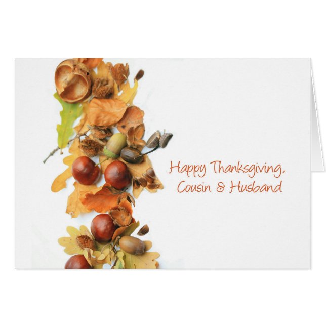 Cousin & Husband autumn border thanksgiving greeti (Front Horizontal)