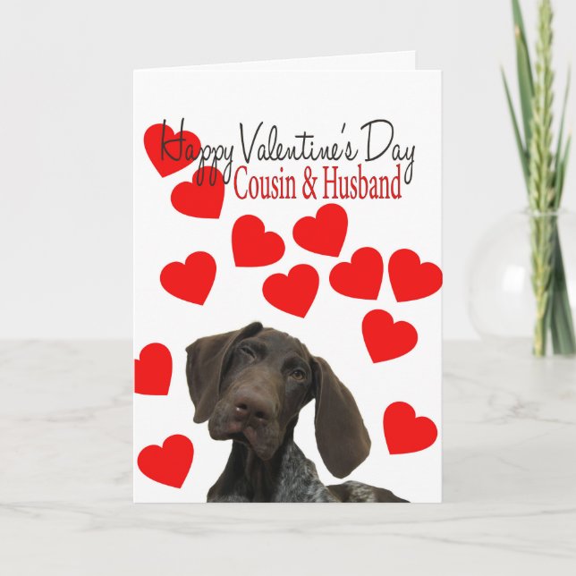 Cousin & Husband Glossy Grizzly Valentine Holiday Card (Front)