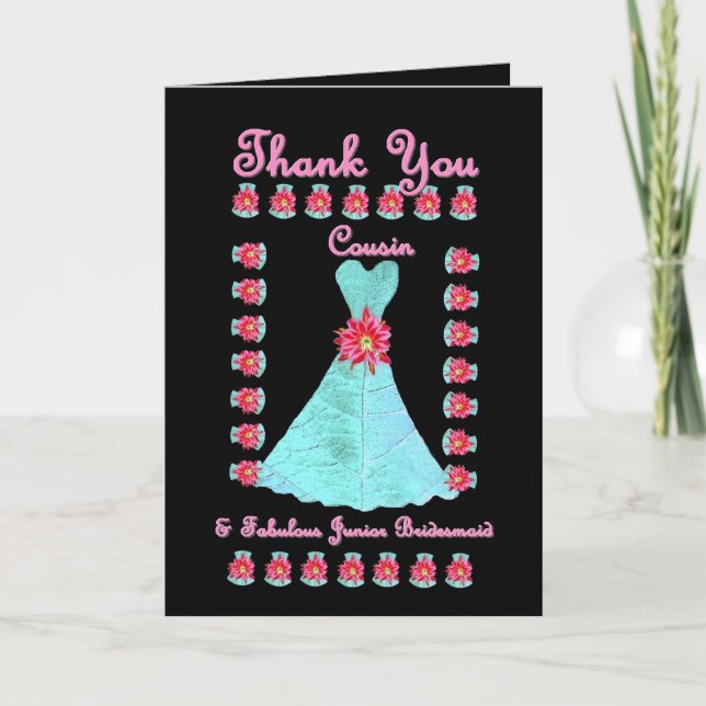COUSIN Junior Bridesmaid THANK YOU - Blue Gown (Front)