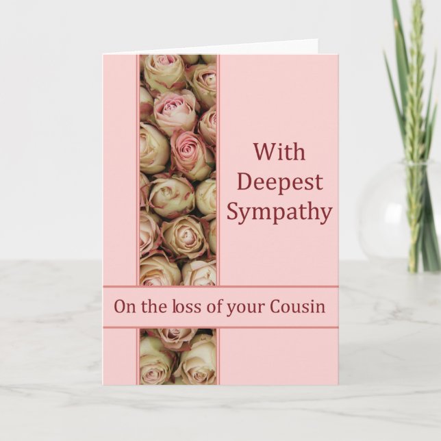 Cousin loss Sympathy rose card (Front)