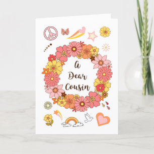 Cousin Mother's Day Floral Peace and Love   Card